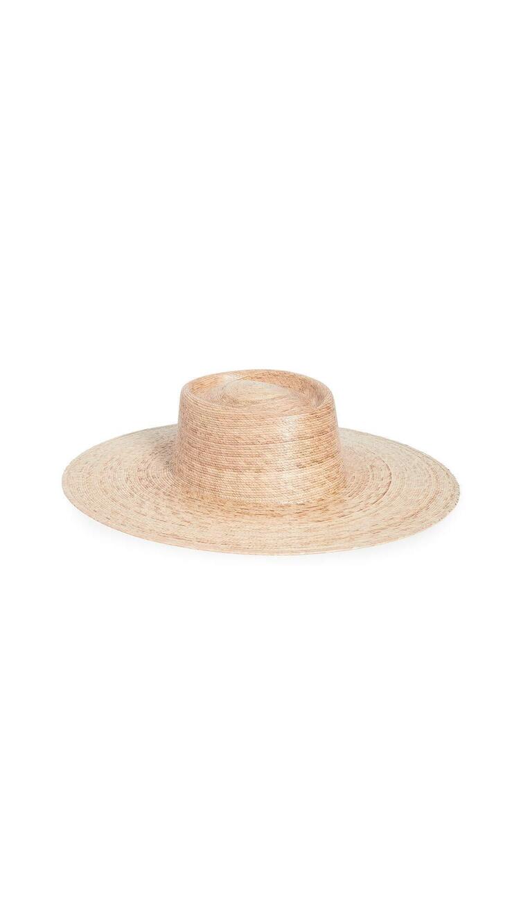 8008 Palma Wide Straw Boater Hat, Natural, Tan, S-M
